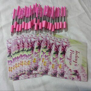 20 pink Breast Cancer Awareness Ballpoint Pens with Black Ink 20 prayer cards